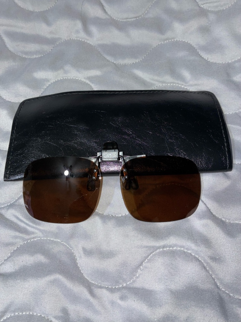 Brown Clip-On Sunglasses with Black Case - Men Accessories